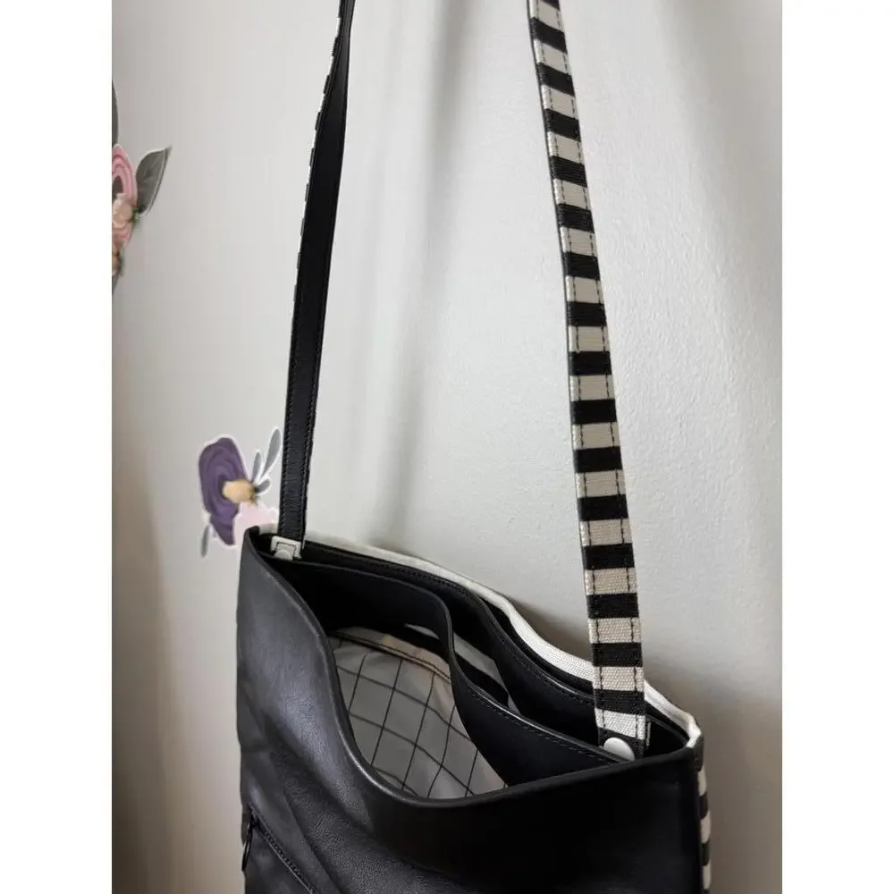 Kate Spade Black and White Striped Crossbody Saturday Bag